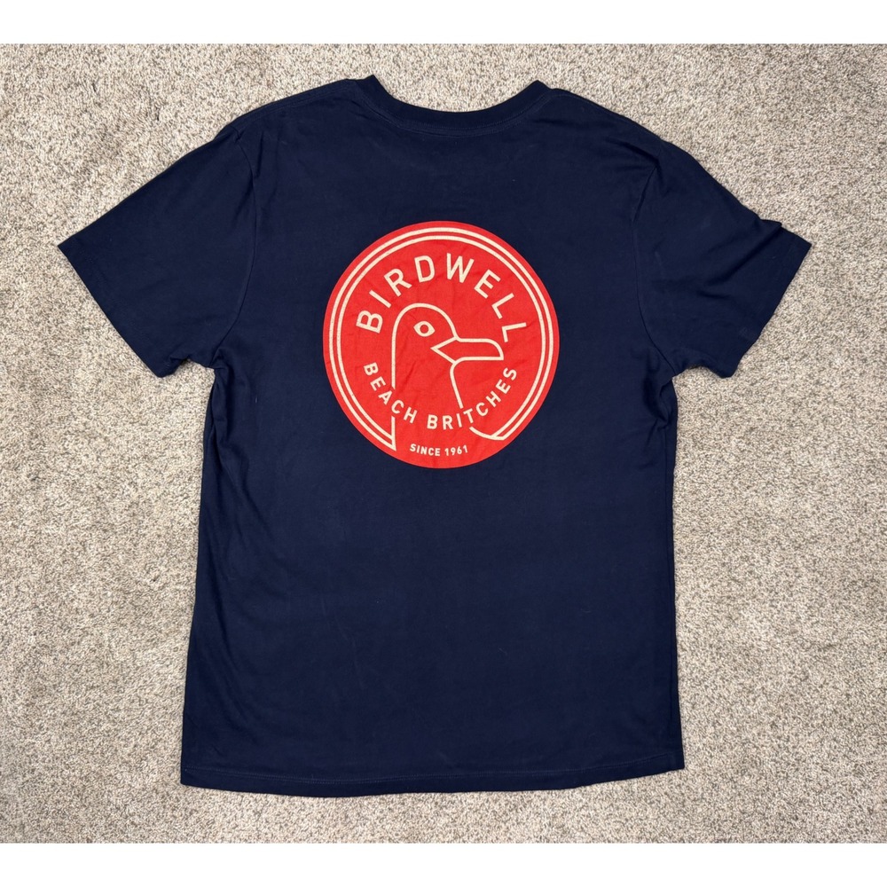 Birdwell Beach Britches Graphic T-Shirt Medium Navy Blue Surf Birdie Logo Tee